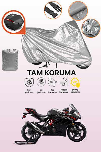 dokaca حقيبة خلفية رمادية متوافقة مع TVS Apache RR310، غطاء واقي للدراجة النارية