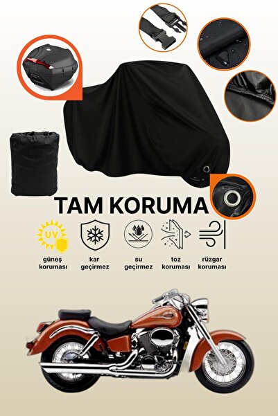 dokaca حقيبة خلفية سوداء وقفل متوافقان مع قماش دراجة نارية متوافق مع هوندا VT...