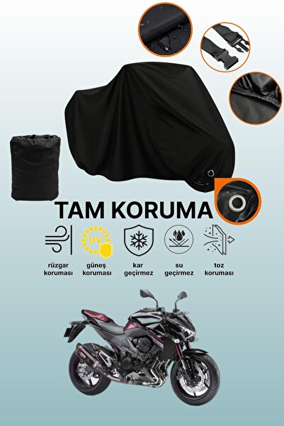 dokaca Black Compatible with Lock Kawasaki Z 800 Compatible Motorcycle Tarpaulin