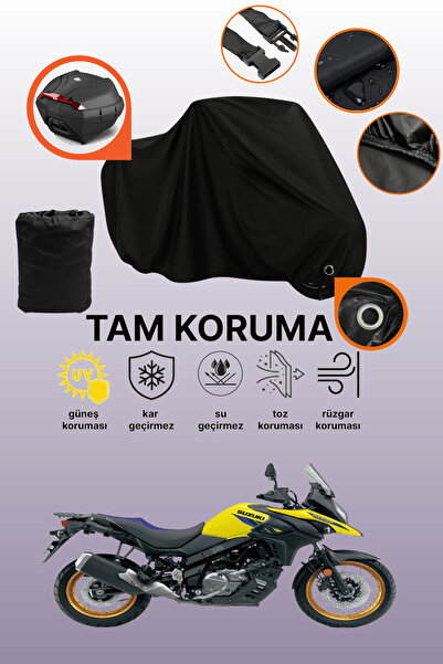 dokaca حقيبة خلفية سوداء متوافقة مع سوزوكي V-Strom 650 XT ABS، غطاء دراجة نار...