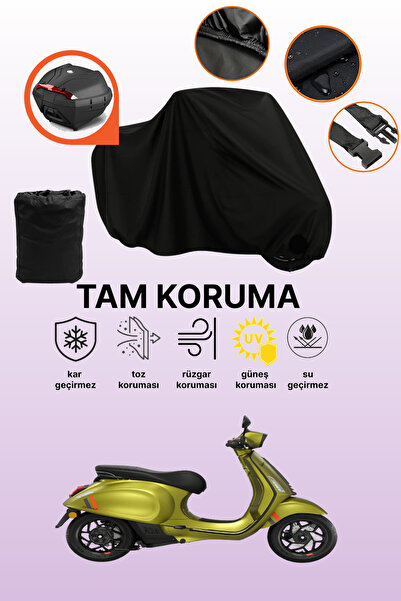 dokaca حقيبة خلفية سوداء متوافقة مع Vespa Sprint S Elettrica 45، غطاء دراجة ن...