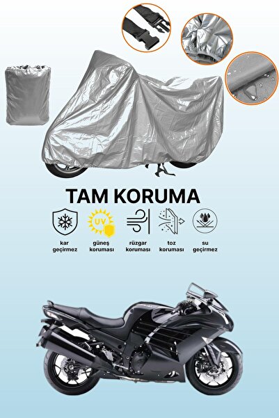 dokaca Grey Kawasaki Zzr 1400 Abs Compatible Motorcycle Tarpaulin, Protective...