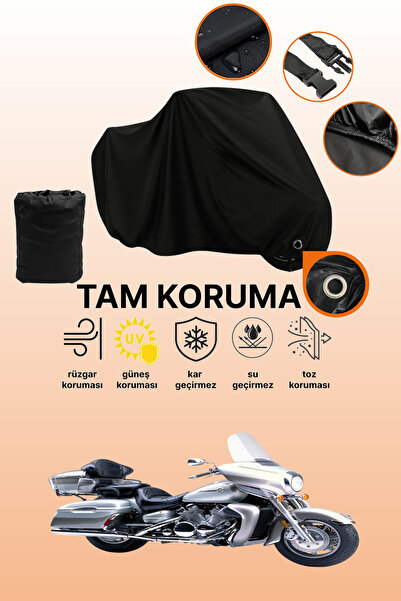 dokaca غطاء دراجة نارية متوافق مع Yamaha Venture Royal، غطاء واقي أسود اللون