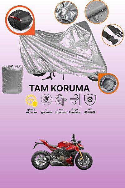 dokaca حقيبة خلفية وقفل رمادي متوافقة مع دراجة دوكاتي ستريتفايتر V4 S، غطاء ح...