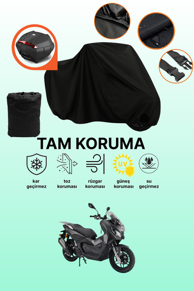 dokaca Black Rear Bag Compatible Kanuni Seha 125 Compatible Motorcycle Tarpau...