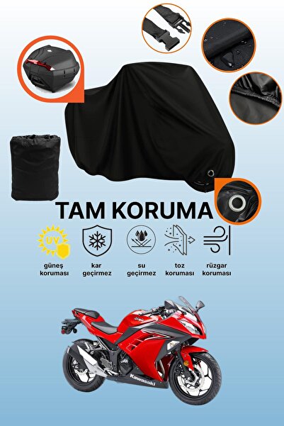 dokaca غطاء دراجة نارية متوافق مع كاواساكي نينجا 300، غطاء واقي أسود متوافق م...