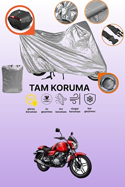dokaca غطاء دراجة نارية متوافق مع Bajaj V 15 مع قفل رمادي وحقيبة خلفية، غطاء ...