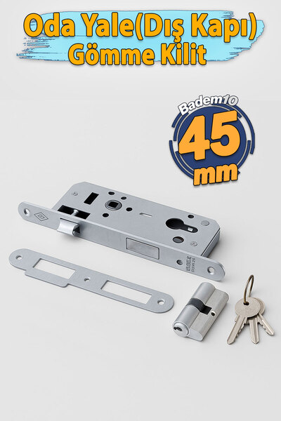 Badem10 Yale Dış Kapı ve Oda Kapısı Barelli Silindirli Kapı Kolu 45x85 mm 3 A...