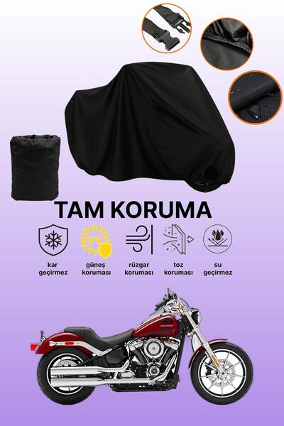 dokaca غطاء محرك متوافق مع دراجة هارلي ديفيدسون سوفتيل لو رايدر باللون الأسود، غطاء واقي، غطاء دراجة نارية