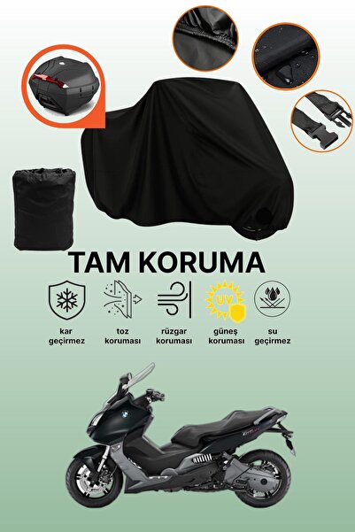 dokaca Black Rear Bag Compatible Bmw C 600 Sport Compatible Motorcycle Tarpau...
