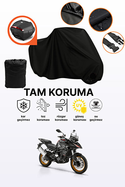dokaca Black Rear Bag Compatible Rks Srt800Sx Compatible Motorcycle Tarpaulin...