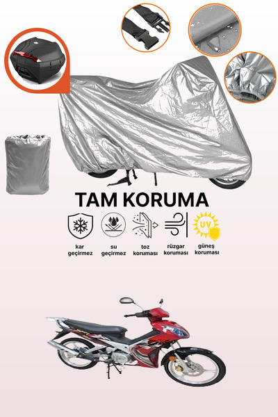 dokaca Gray Rear Bag Compatible Bisan Terra 125 Compatible Motorcycle Cover, ...