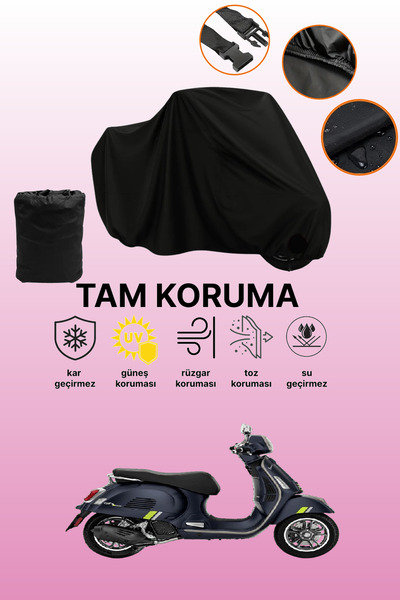 dokaca غطاء محرك متوافق مع Vespa GTS 125 Supertech باللون الأسود، غطاء واقي، ...