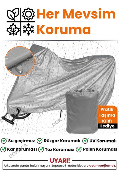 dokaca Grey Lock and Tail Bag Compatible Honda Cbr 650 R Compatible Motorcycle Tarpaulin, Protection Cover