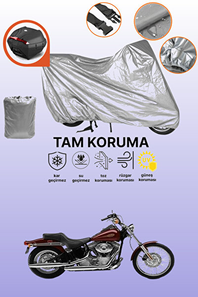 dokaca حقيبة خلفية رمادية متوافقة مع هارلي ديفيدسون سوفتيل ستاندرد FXSTI، غطاء محرك متوافق، غطاء واقي