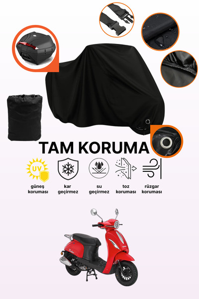 dokaca حقيبة خلفية وقفل أسود متوافقة مع كانوني ترودون XS 125، غطاء دراجة ناري...