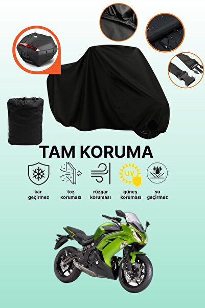 dokaca حقيبة خلفية سوداء متوافقة مع غطاء دراجة نارية متوافق مع Kawasaki ER-6 ...