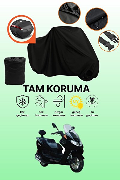 dokaca Black Rear Bag Compatible Mondial 150 Zat Compatible Motorcycle Tarpau...