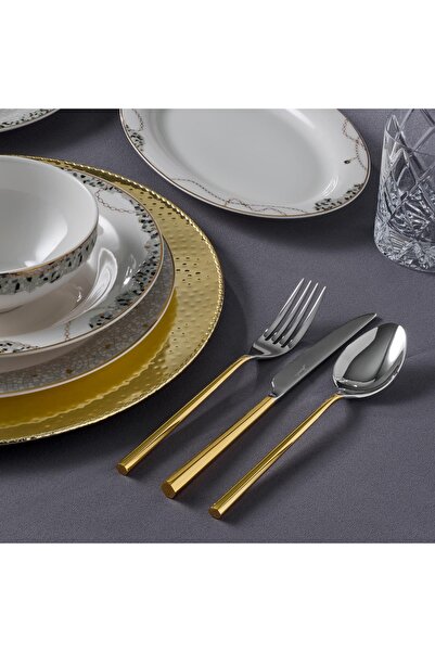 Jumbo 1001 Gold 84 Pieces 12 Person Fork Spoon Knife Set 500.01.01.6051