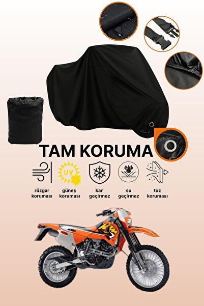 dokaca Black Compatible with Lock Ktm 620 Sc Compatible Motorcycle Tarpaulin