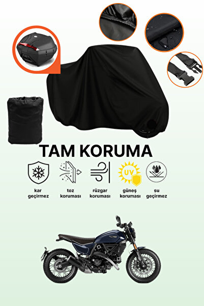 dokaca حقيبة خلفية سوداء متوافقة مع دراجة دوكاتي سكرامبلر نايت شيفت، غطاء واق...