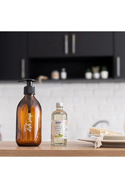 Genel Markalar Cam Amber Cam Bulaşık Deterjanı & Sıvı Sabun Şişesi - 300ml Sarı