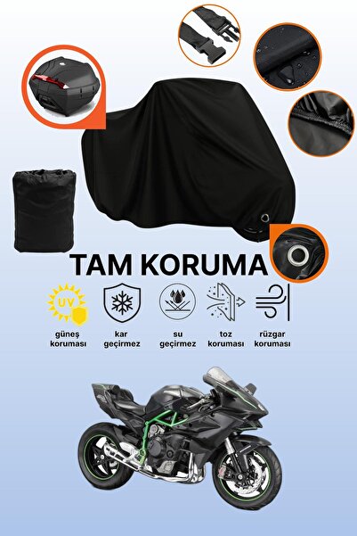 dokaca حقيبة خلفية سوداء متوافقة مع دراجة نارية كاواساكي نينجا H2، غطاء واقي