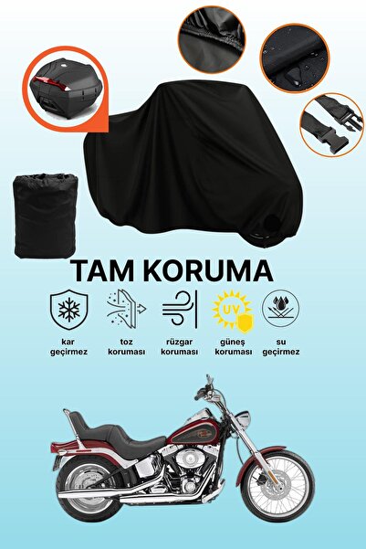 dokaca حقيبة خلفية سوداء متوافقة مع هارلي ديفيدسون سوفتيل كاستم FXSTC، غطاء واقي للدراجة النارية