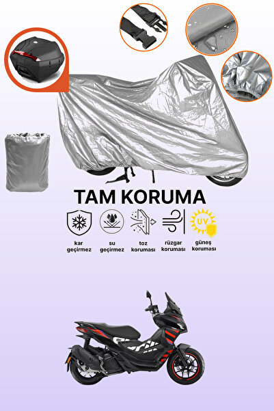 dokaca Gray Rear Bag Compatible Aprilia Sr Gt 200 Compatible Motorbike Tarpau...