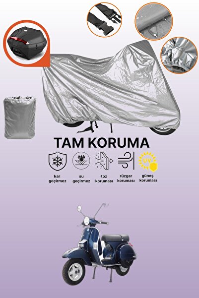 dokaca حقيبة خلفية رمادية متوافقة مع Vespa PX 200، غطاء واقي للدراجة النارية
