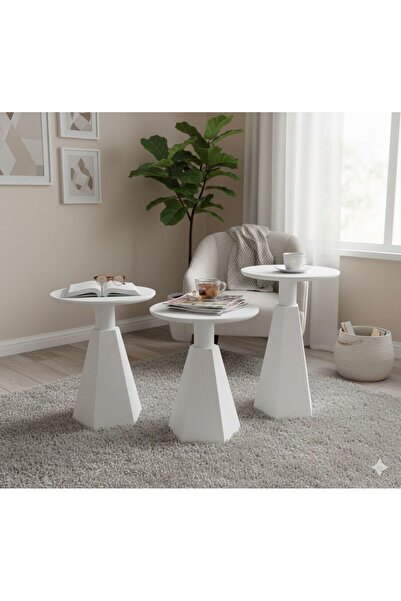 Home PRENSES AHŞAP ALTIGEN BEYAZ BOYALI VERNİKLİ YAN SEHPA,ORTA SEHPA