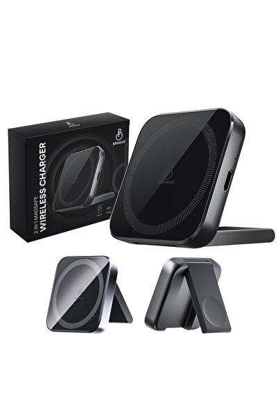 BRAGUS Incarcator Wireless 2in1, Pliabil, MagSafe Puternic, Compatibil iPhone, Apple Watch, AirPods, Negru