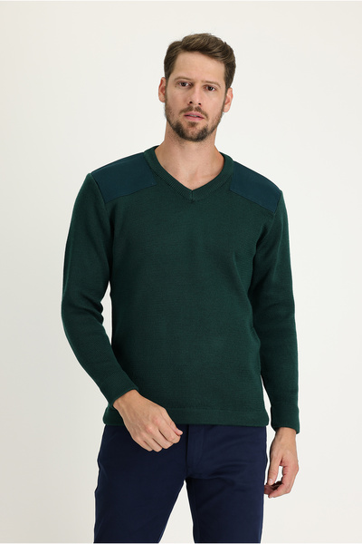 Kiğılı V-подібний виріз, супер-облягаючий крій, екстра-вузький крій, трикотажний светр із сталевим плетінням