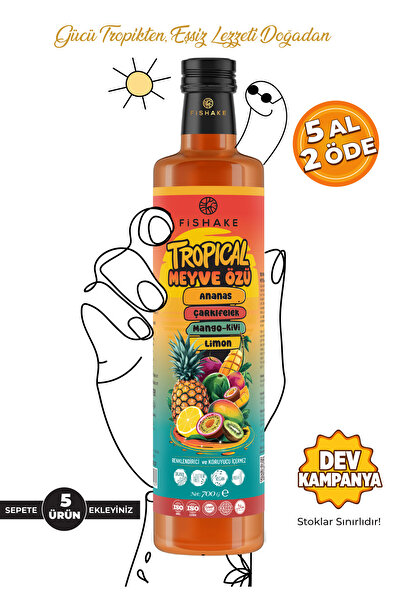 FiShake Tropikal Meyve Özü 700 GR / Ananas- Mango- Çarkıfelek- Lime- Kivi ( Karadut Kıvamında Öz )