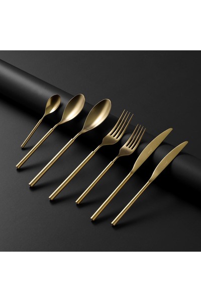 Jumbo 6000 Roller Full Matte Titanium Gold 12-Person 84 Piece Cutlery Set