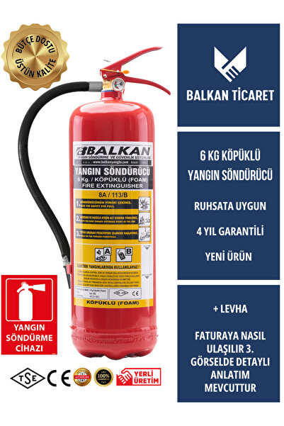 Balkan Ticaret 6 KG YANGIN SÖNDÜRME CİHAZI KÖPÜKLÜ ASKI APARATI LEVHA TALİMAT...