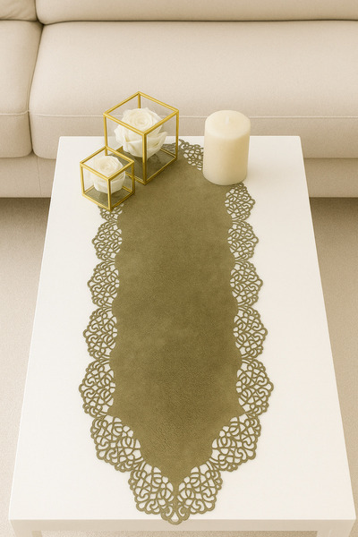 Ergüven Home Runner din țesătură din piele intoarsa verde Lungime 40x100cm