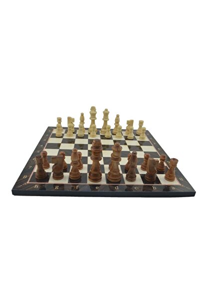 Gift Home Ahşap Satranç Takımı ve Ceviz Desenli Tahtası Büyük Boy (37x37 cm.)