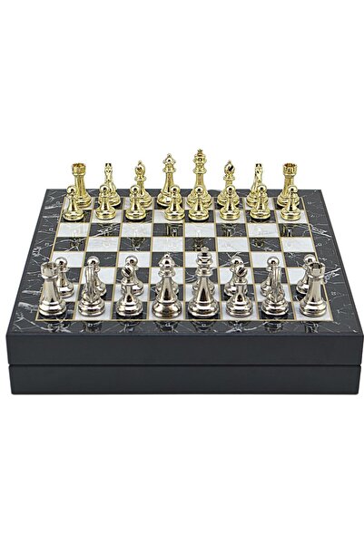 Gift Home GiftHome Büyük Boy Metal Klasik Satranç Tk. Parlak ve Mermer Desenl...
