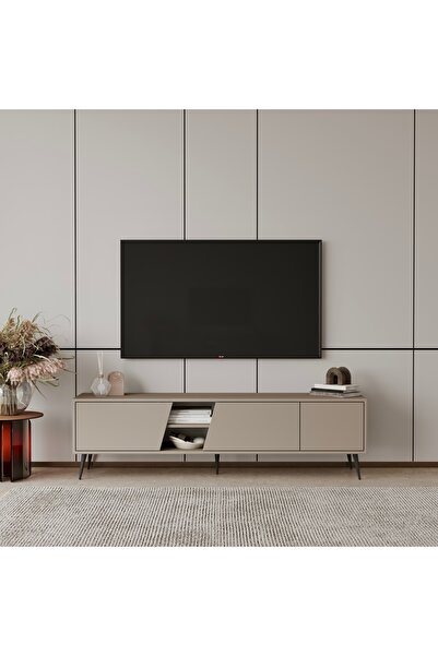 Furnitt Home Roma Kumtaşı Bej 160 cm TV Ünitesi (100% MDF&Metal Ayak)
