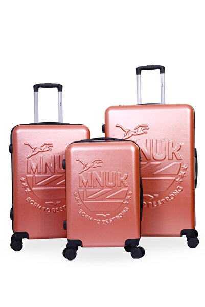 Mnuk MANCHESTER Set of 3 Luggage (28/24/20 Inch) | PC+ ABS with 3D Printed Logo, TSA Lock- Gold