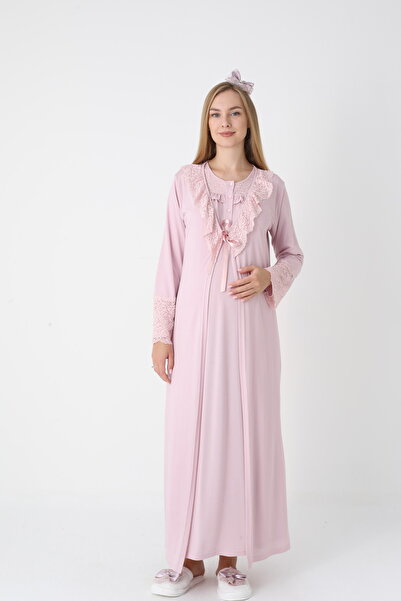 Lohusa Homewear Γυναικεία Πούδρα Ειδικού Σχεδιασμού Δαντελωτό Κομψό Ολόσωμο Ν...