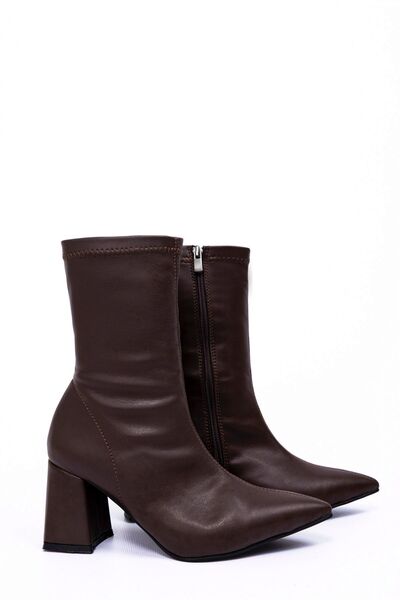 ERVANIN BUTİĞİ Kahve Streç (Valery) Kadın Topuklu Bot