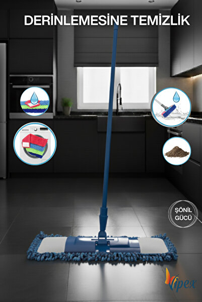 60 Cm Islak-Kuru Mikrofiber Şönil Püsküllü Yedek Markarna Mop Başlığı