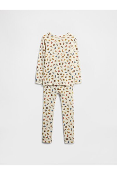 GAP Bebek Kırık Beyaz 100% Organik Pamuk Snacktime Pijama Takımı