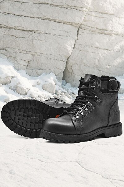 Rakerplus Griffon Genuine Leather Black Zippered Children's Boots
