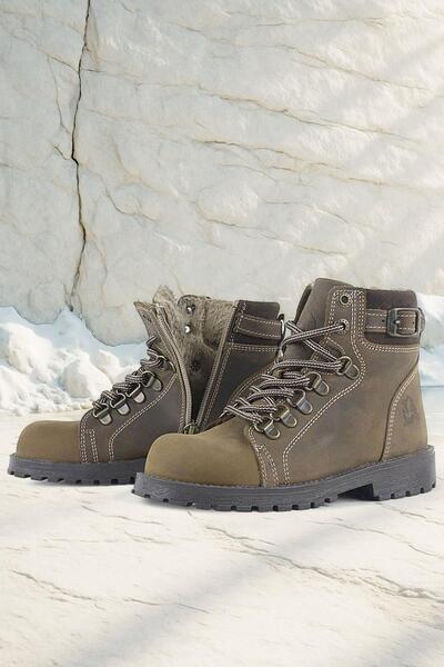 Rakerplus Griffon Genuine Leather Sand Zippered Winter Children's Boots