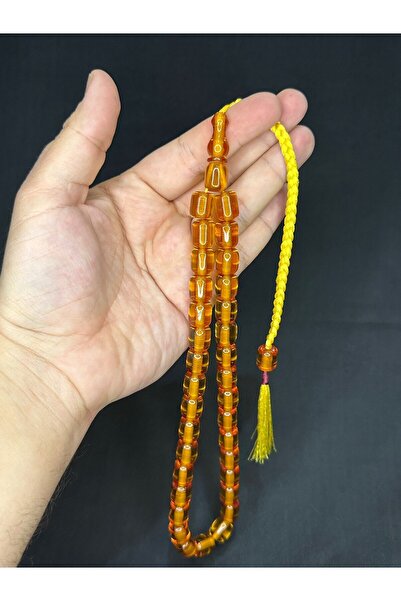 Anemore Collection مسبحة عنبر مشدود مقاس كبير لون أصفر 11 ملم × 13 ملم T-519