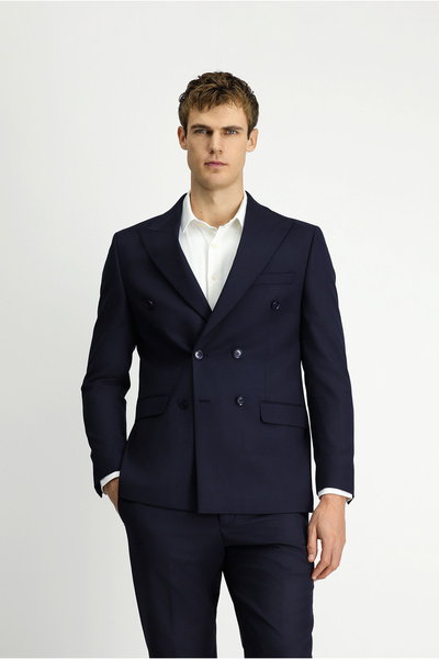 Kiğılı Regular Fit Wool Striped Double Breasted Closure Suit