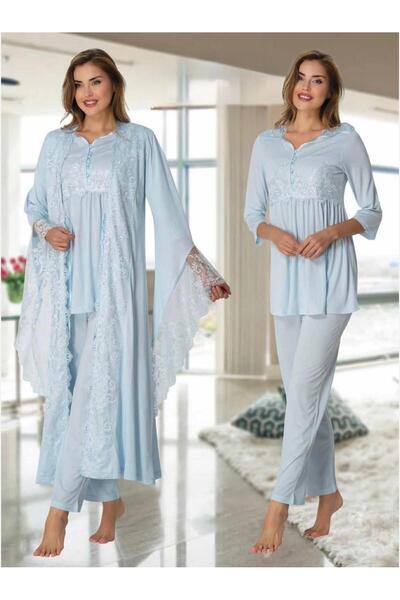 Lohusa Homewear Γυναικείο Σετ Πιτζάμες Μητρότητας με Μπλε Σχέδιο Πριγκίπισσας...
